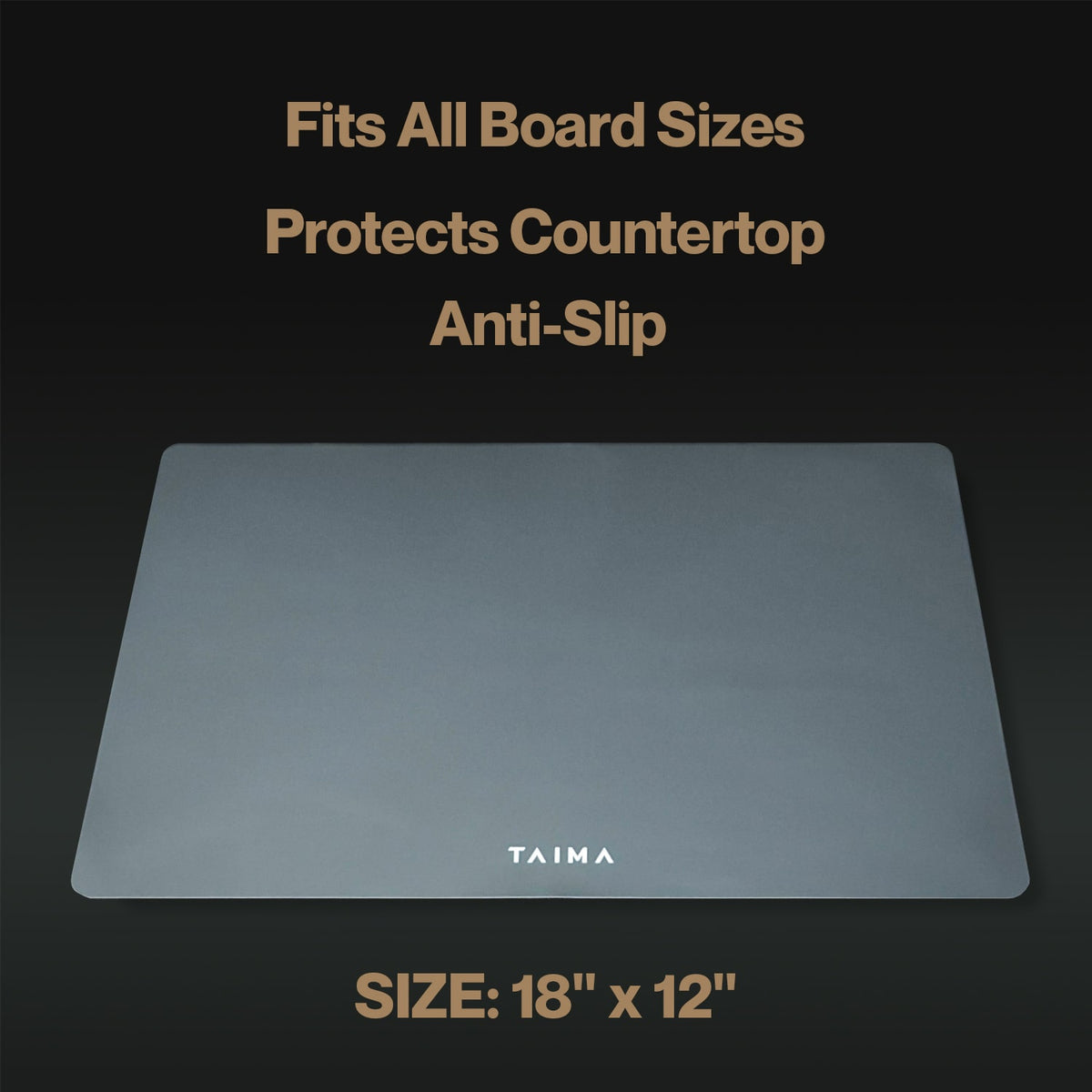 Gray placemat with text on a black background