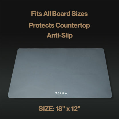 Gray placemat with text on a black background
