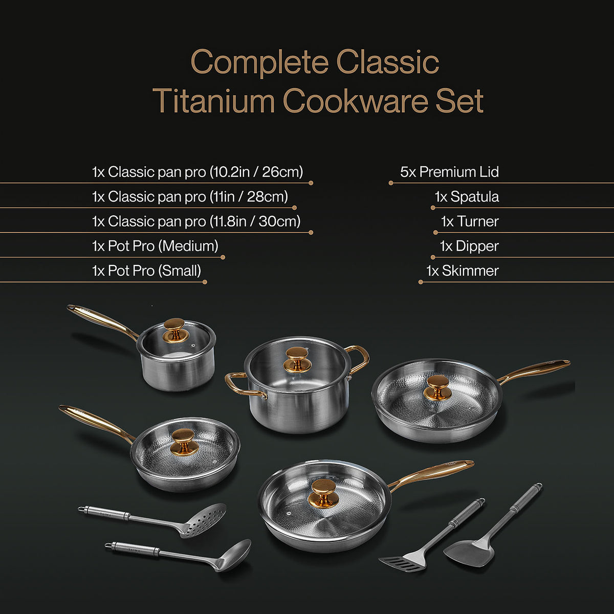Complete Classic Titanium Cookware Set (14 Piece)