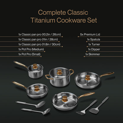 Complete Classic Titanium Cookware Set (14 Piece)