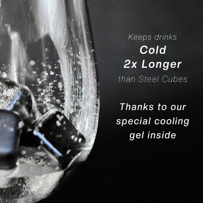 Close-up of a drink with text highlighting the product's feature.