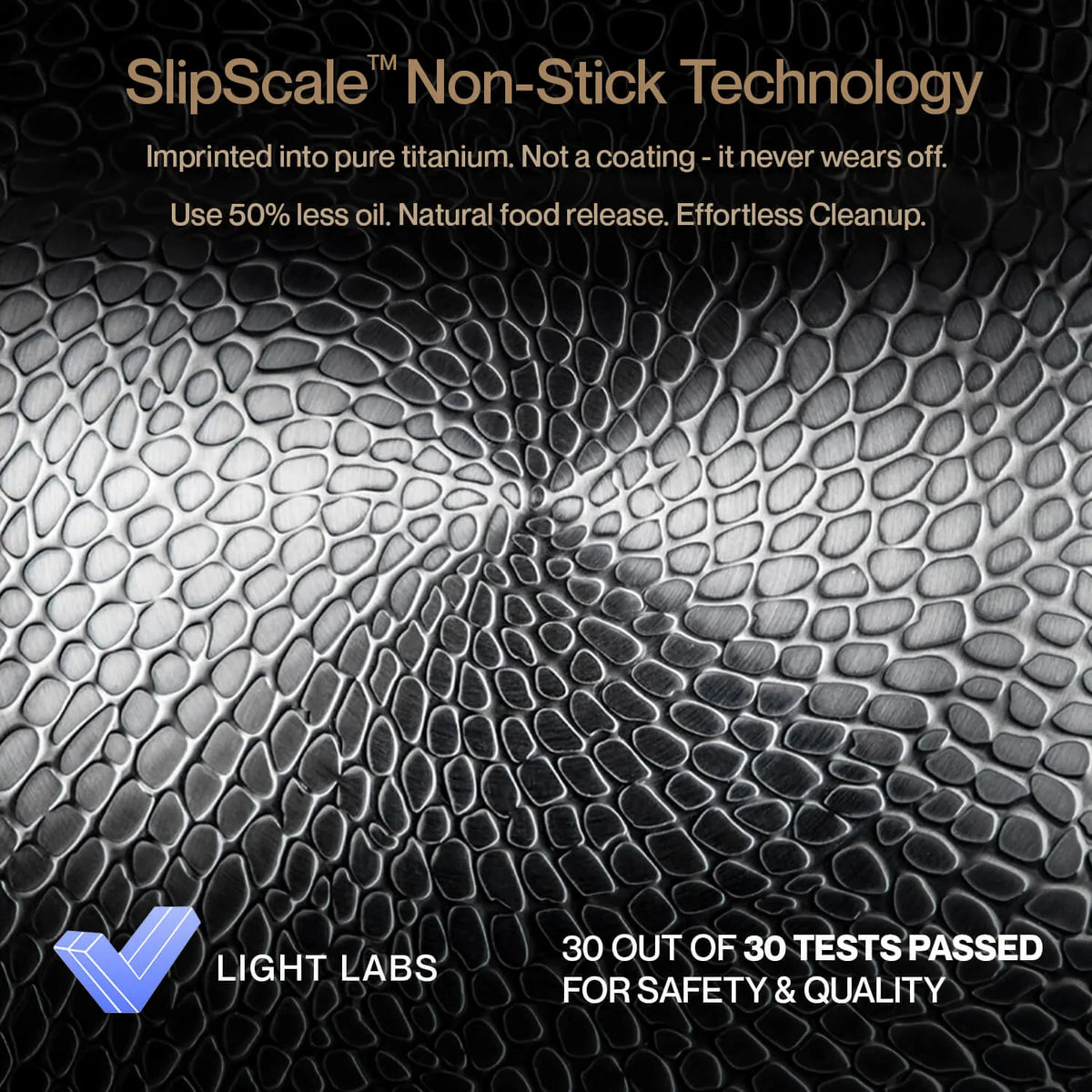 Textured surface with 'SlipScale Non-Stick Technology' and Light Labs branding.